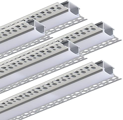 Long Life Lamp Company Aluminium Plaster in LED Profile Channel 1 metre Opaque Diffuser Trimless, Drywall CP01 (5)