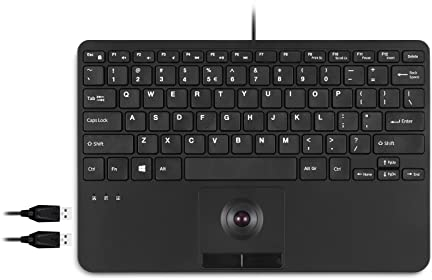 Perixx PERIBOARD-526 US, kabelgebundene Mini-USB-Tastatur mit Trackball, X-Typ-Scherentasten, 29 x 18 x 2,8 cm, integrierte 2 USB-Hubs, US-Englisch