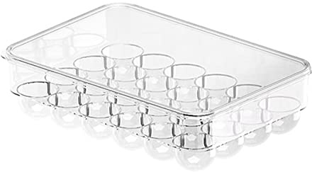 VALINK Ägglåda äggdispenser äggförvaring stapelbar transparent ägglåda för kökskylskåp (18/24 ägg) 24 celler