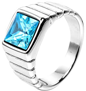 HIJONES Herren Stein Ring Edelstahl Quadratisch Kristall Edelstein Einfach Vintage Statement Ringe