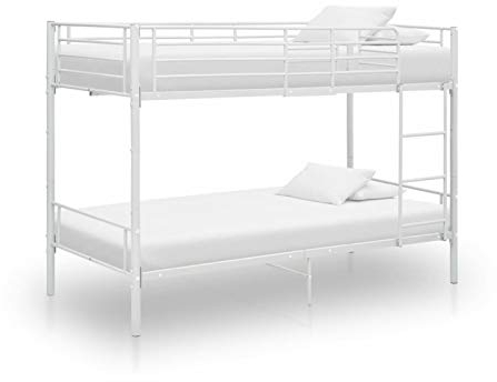 BaraSh Etagenbett Weiß Metall 90×200 cm Kinder Bett Doppelstockbetten FüR Kinder Bunk Bed Frame Hochbettleiter