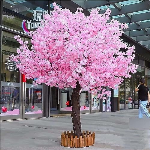 DPDZSW Arbre De Fleur De Cerisier Rose Artificiel, Grande Plante, Fleur De Soie Sakura Artificielle Faite à La Main, pour Mariage, Restaurant De Fête en Plein Air Intérieur,Round-1.5x1m