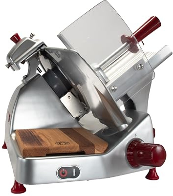 Berkel Aufschnittmaschine Pro Line XS 25 in silber - Profi Allesschneider für Ihre Küche + handgefertigtes Fassholzbrett Unikat