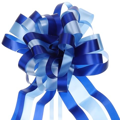 sourcing map 20 Stück Große Geschenkschleife Zweifarbig, 3D Ziehschleife ø 18cm Dekoschleifen für Auto Dekor geschenkdekoration Hochzeit Geburtstag Weihnachten (Königsblau)
