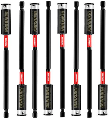 Geinxurn 6Inches Impact Magnetic Screwdriver Bit Holders, 8PACK Extension Socket Drill Bit Holder S2 Alloy Steel Hex Shank Quick-Change Drill Bit Guide