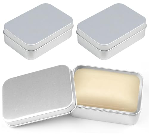 3 Stück Seifendose Aluminium, Seifendose mit Abtropfgitter, Seifenbox Reise Wasserdicht, Rechteck Seifendose Klein 9,6 x 6,8 x 3 cm, Seifenschale mit Deckel für zu Hause Oder auf Reisen
