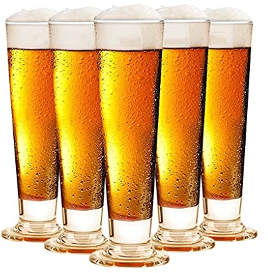 SwePer Jarra de Cerveza de Madera, Taza de Cerveza nórdica, Juego de 6 jarras de Cerveza Grandes de 420 ml, jarras de Vidrio Creativas, Vaso de Cerveza y Vasos de Cerveza for Bar, Alcohol, Bebidas