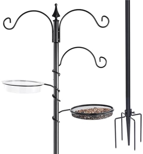 BACKYARD EXPRESSIONS PATIO · HOME · GARDEN Vogelfutterstation, 195,6 cm, Vogelfutterstation mit 5 Zinken, Ständer für Wildvögel, zum Aufhängen im Freien, schwarz, 914882