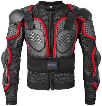 Kids Motorcycle Jacket-Dirt Bike Gear for MTB ATV,Motocross Armor Jacket,Chest Back Elbow Protection for Skateboard Skating (Red, Small)