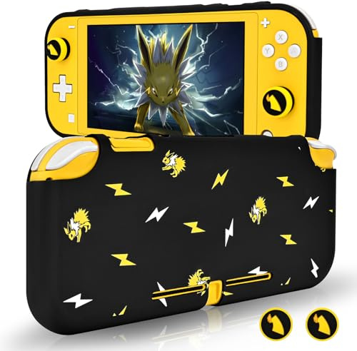 Coque DLseego compatible Switch Lite, protection souple anti-rayures et absorption des chocs Capuchons pour les pouces inclus Noir