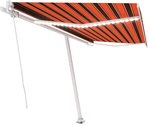 ShGaxin Gelenkarmmarkise Einziehbar, Sichtschutz Balkon, Seitenmarkise, Balkon Markise, Klemmmarkise, Sonnenvorhang, Balkonmarkisen, 400x300 cm Orange und Braun