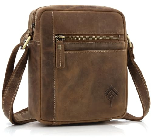 ekavale Echtleder-Umhängetasche für Herren - Vintage Schultertasche für Männer, ideal für Arbeit, Reisen oder als Geschenk - Messenger Bag für Business und Freizeit in kompakter Größe (Camel)