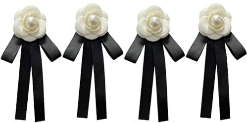 4pcs Süß Schleife brosche, Schleifenbrosche mit Blume Perle Schmuckbrosche Kleid Schleifen Blusen Brosche Ansteckblume Damen Blume Brosche Pin Formelle Kleidung Fliege für Frauen Damen Mädchen