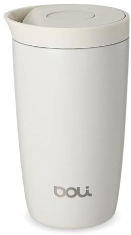 Doli Thermo Kaffeebecher Cream 340ml - Doppelwandiger Edelstahl Thermoisoliert - Hält Getränke bis zu 6h Heiß - Einhändiges Öffnen und Schließen