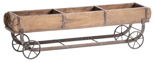 Woodkings 3er Ziegelform auf Metallgestell | Dekokiste Wagen 84x24x18 aus Holz | Für Bad Küche Outdoor | Rustikale Vintage-Deko im Marktwagen-Design | Kreative Wohnideen