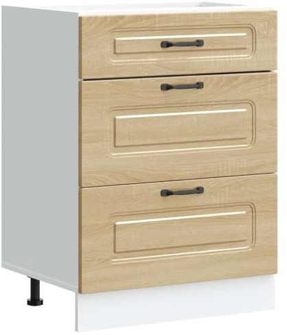 vidaXL Küchenunterschrank Kalmar Sonoma-Eiche Holzwerkstoff, Spülenunterschrank, Schrank Küche, Lagerschrank, Unterschrank für Küche, Küchenzeile