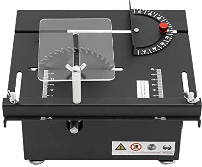WindWilder Mini Tischkreissäge 200W, 10000 U/min Multifunktions Tischsäge 220V, 7-Gänge Einstellbare, 110mm Sägeblatt, 90° Winkeleinstellung, Max. Schnitttiefe 33mm, 24x22x10cm, Schwarz