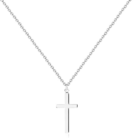 RMMD Silber Kreuz Kette Damen - Weißgold Vergoldete Silber Kreuzkette Kreuz Halskette Silberkette Damen Personalisierte Kreuzkette Schmuck Geschenke für Teenager Mädchen Frauen