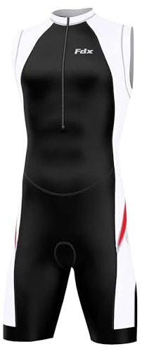 FDX Men's Triathlon Tri Suit Padded Compression Short Sleeve Race Suit | Train and race in a padded tri suit with compression support, quick drying fabric and a streamlined fit for swim, bike & run.