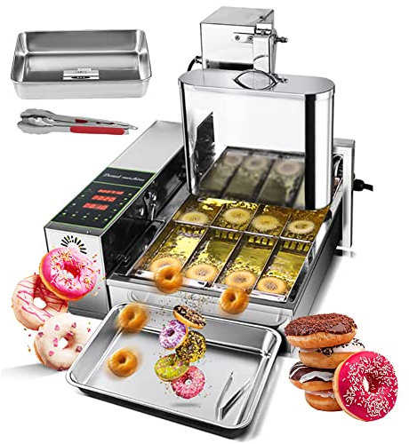 Commercial 4 Rows Donut Maker Machine with Digital Control Panel - 2000W Smart Auto-Flip & Adjustable Thickness