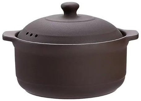 Zuppiera, pentola in ceramica for servire la zuppa, casseruola in terracotta naturale con coperchi, pentole di terracotta for cucinare, pentole di riso in terracotta non smaltata(T43.6QT)