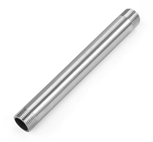 Accesorios de Tubería de Acero Inoxidable, 1 Piezas 300mm 1 pulgada Macho Rosca Tubo de Extensión de Acero Inoxidable, Tubería de Fundición de Pezón para Aire Agua Combustible