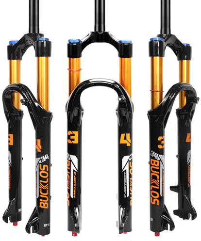 140mm Air Fork Mountain Bike Suspension Fork MTB 26 27.5 29 Inch Front Fork | 34mm Stanchions Rebound Adjustment 1-1/8 Threadless Straight QR 9x100mm Manual Lockout Shock Absorber Accessories for XC AM