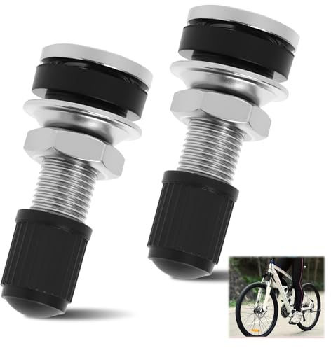 Vástagos de válvula de neumático, 2 unidades, kit universal de válvula Schrader sin cámara con tapas antipolvo para neumáticos de coche, motocicleta y bicicleta, válvulas de llanta de metal de 33 mm