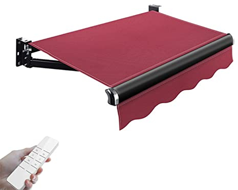Tenda da sole elettrica retrattile con telecomando, per porte e finestre del patio, manovella manuale