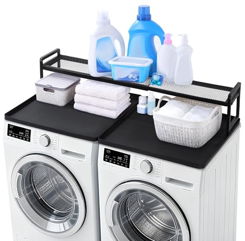 BALAPET Washer Dryer Countertop with Adjustable Shelf, Expandable Washer and Dryer Countertop with Non-Slip Mat, Universal Fit Large Space Laundry Room Organization(47.2x8.6x7in)