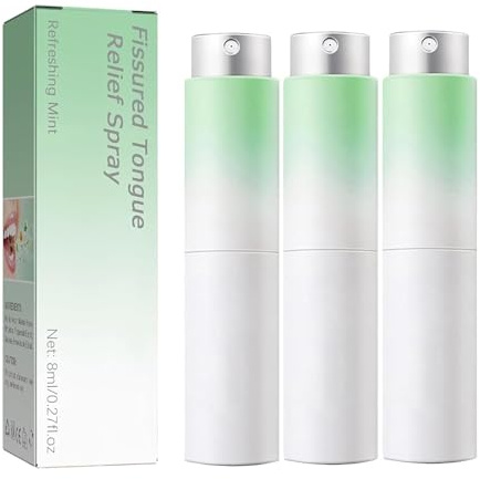 Spray de alivio de la lengua fisurada, spray de reparación de lenguas, aerosoles que refrescan rápidamente su respiración, fórmula natural uso diario, aerosoles de alivio de la boca seca (3pcs)