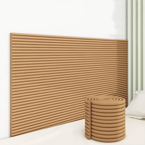 SkyFace Antikollision Selbstklebend Wandkissen 1cm Dick 3D Wandpolster Selbstklebend Bett Kopfteil Wandverkleidung Bett Dekoration Isolierung for Schlafzimmer Wohnzimmer (Holzfarbe, 60 x 200 cm)