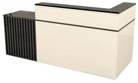 BVCL Mostrador de recepción Profesional: cajones con Cerradura, Armario Integrado y Bandeja for Teclado. Diseño Compacto for oficinas, hoteles y comercios.(Black Right,120cm)