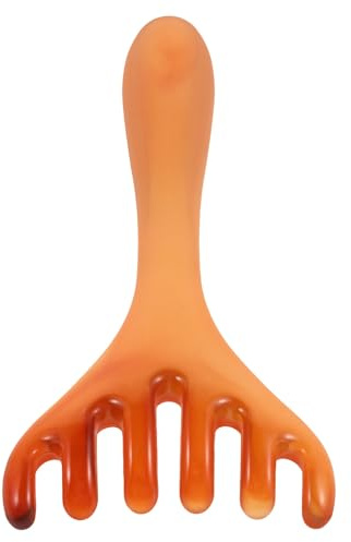 Kopfhautmassagegerät aus Kunstharz, Ergonomisch, Orange, Männer | Kamm mit Breiten Zinken, für Haarstyling und Kopfmassage, Anti Statik, Gua Sha Bürste
