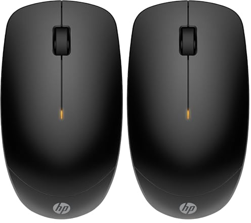 HP 230 Ratón inalámbrico Slim, Conexión con dongle USB-A de 2,4 GHz, Multidispositivo, hasta 1600 PPP, Autonomía hasta 18 Meses, Sensor óptico, 3 Botones, Windows 10, 11 y macOS, Negro (Paquete de 2)