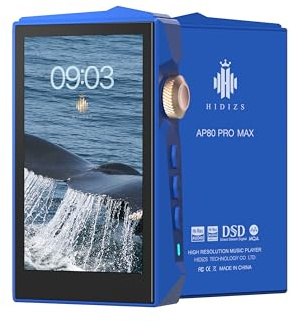 HIDIZS AP80 Pro MAX DAP MP3 Player with Bluetooth 5.1, 2.4G WiFi Hi-Res Streaming Playback, DLNA & AirPlay Wireless, Dual ES9219C DAC Chips Hi-res Audio Player, 2TB SD Card Exention, Blue