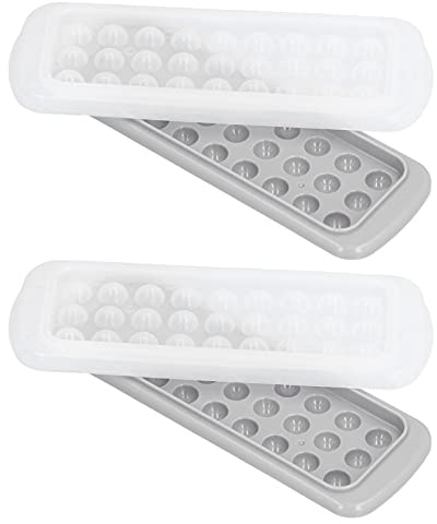 Moule à boules de glace en Silicone, 2 pièces, 27 grilles, 2 couches, plateau rond pour machine à glaçons avec couvercle, pour cuisine, Bar, fête, gris clair, 2 pièces