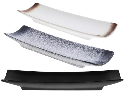 Healeved Set 3 Pezzi Piatti da Sushi in Ceramica Rettangolari, Vassoi per Sushi per Ristoranti e Pranzi di Famiglia, Stoviglie per Portata Snack in Stile Giapponese Stile Stile Casuale