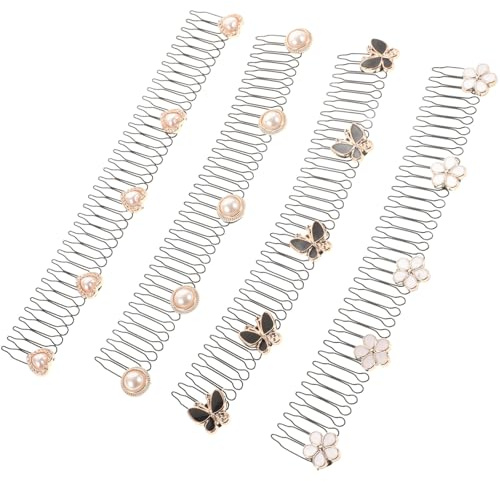 ADOCARN 4pcs Invisible Flower Hair Clips Hair Comb U Shape Zinc Alloy Secures Loose Strands Versatile for Hairstyle for Beauty and Personal Care