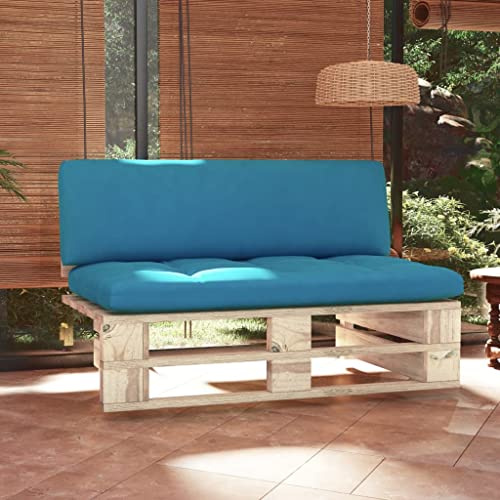 Pindolar Outdoor-Mittelsofa Paletten aus imprägniertem Kiefernholz, wetterfestes Gartensofa mit Polster, modular erweiterbar, geeignet für Terrasse, Balkon, Wintergarten, Outdoor Lounge