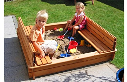 Promadino Sandkasten Donald 100x100 m. klappbarer Abdeck.