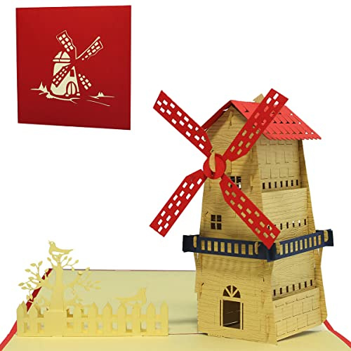 LINPOPUP®, LIN17124, Pop Up Karte Niederlande, Geburtstagskarte, Glückwunschkarte, Urlaub, Reisegutschein, Mühle, N185