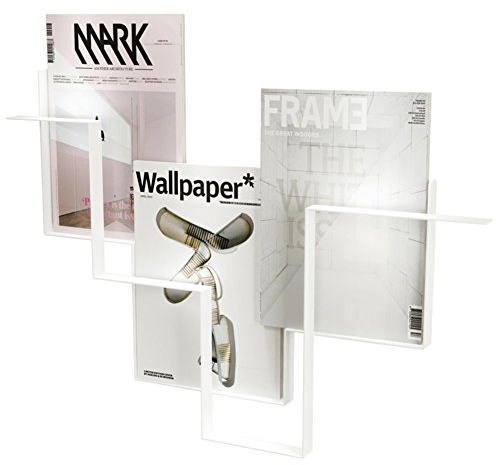 AMYDREAMSTORE Moderne Zeitungsständer Metall,Zeitungshalter für die Wand Zeitungsständer für zuhause -Weiß 73x6x52cm(29x2x20)