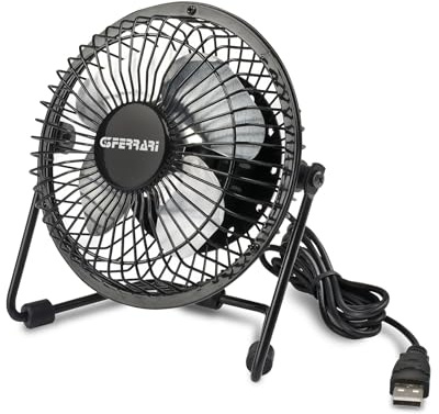 G3 Ferrari G50039 Amico Mini Ventilateur de bureau USB, Moteur silencieux, Grille de protection, Alimenté par port USB, Noir