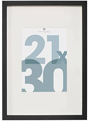Atmosphera - Cadre Photo Manu Noir 21x30 cm, Avec Passe-Partout 12x17 cm, À Poser ou Suspendre - Pour Décoration Murale, Salon, Bureau