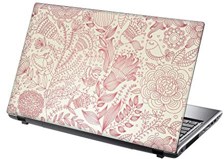 TaylorHe 13-14 inch Laptop Skin Vinyl Decal with Colorful Patterns and Leather Effect Laminate MADE IN BRITAIN Pink Flowers Birds