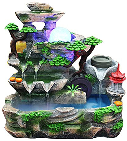 Pwshymi Eleganter Indoor-Desktop-Brunnen für Zen-Meditation für das Büro(pink) Fountain