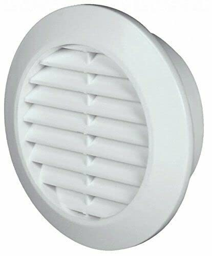 White Air Vent Grille - 60mm - with Flange and Fly Screen - Duct Cover.