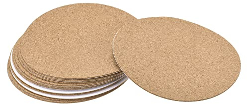 sourcing map 12Stk. Rund Untersetzer Kork Tasse Matte Pad 100mm3,94 | 1mm dick, selbstklebend, Kork