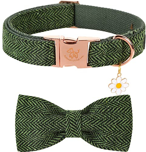 Elegant Little Tail Weihnachts-Hundehalsband Mit Schleife - Herringbone Grün Langlebiges Fliege-Halsband für Mittelgroße Hunde